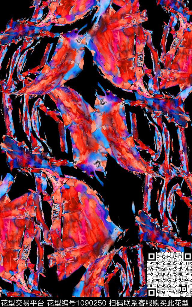 数码华亿平台抽象花卉数码印花华亿平台下载（图片编号: 1090250） - 瓦栏（Walan）