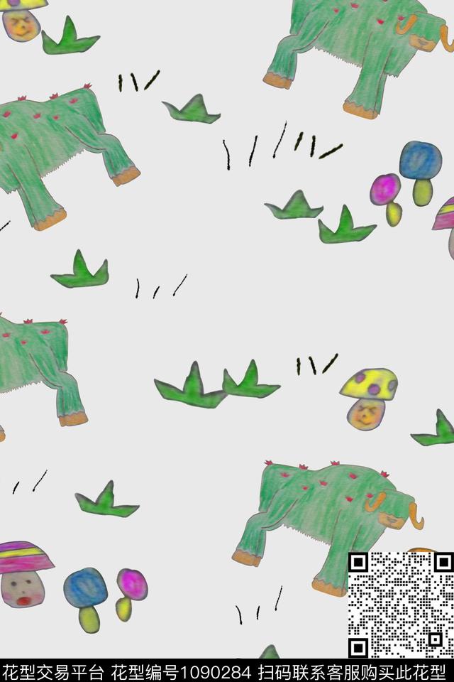 卡通抽象动物传统印花华亿平台下载（图片编号: 1090284） - 瓦栏（Walan）