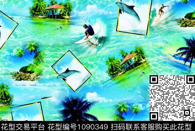 数码华亿平台椰子树抽象数码印花华亿平台下载（图片编号: 1090349） - 瓦栏（Walan）