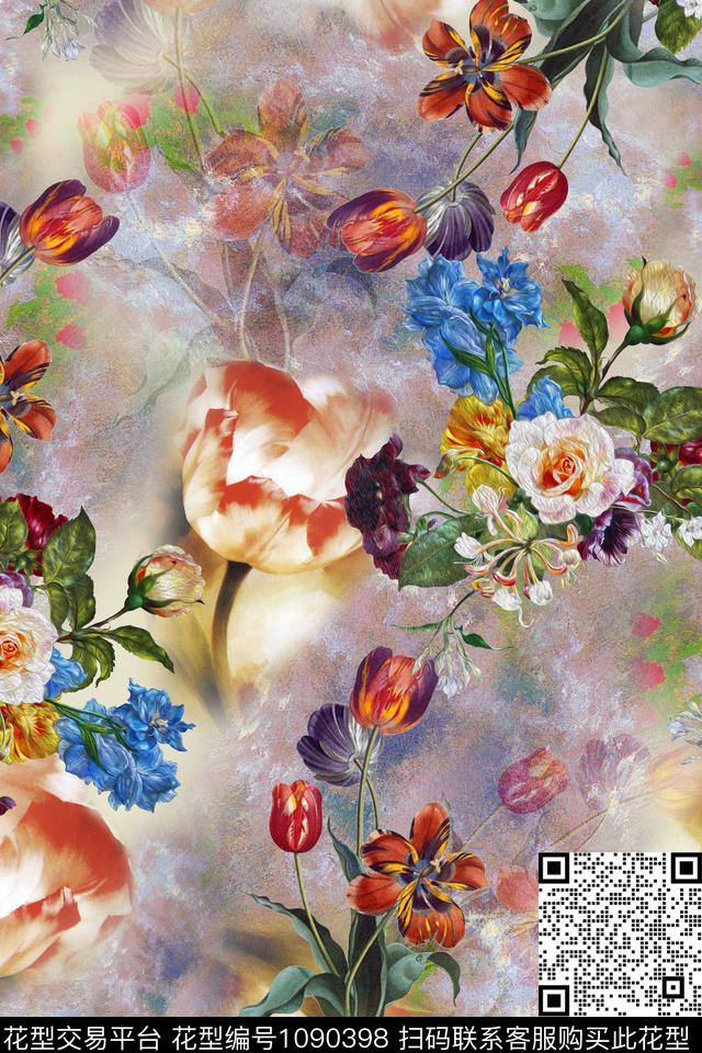 数码华亿平台肌理花卉数码印花华亿平台下载（图片编号: 1090398） - 瓦栏（Walan）