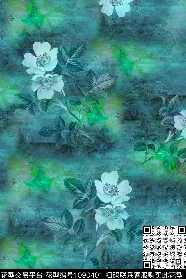 数码华亿平台花卉复古数码印花华亿平台下载（图片编号: 1090401） - 瓦栏（Walan）