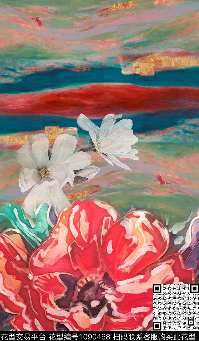 数码华亿平台定位花抽象数码印花华亿平台下载（图片编号: 1090468） - 瓦栏（Walan）