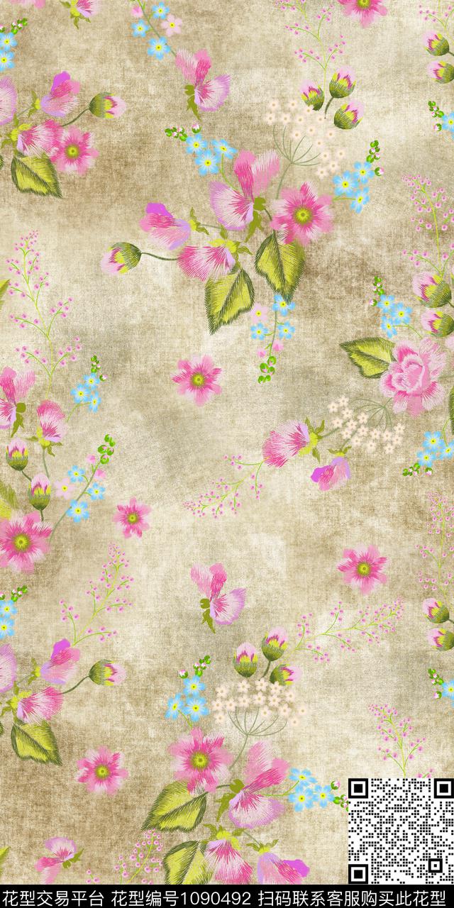 女装花卉绣花花卉传统印花华亿平台下载（图片编号: 1090492） - 瓦栏（Walan）