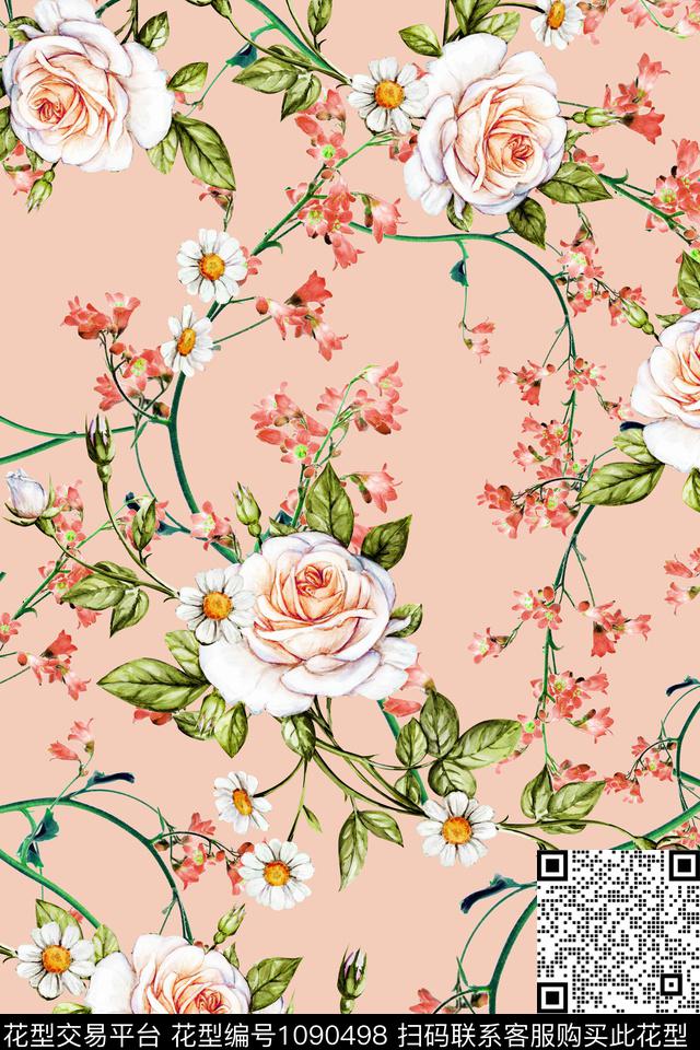 花卉女装彩地花卉数码印花华亿平台下载（图片编号: 1090498） - 瓦栏（Walan）