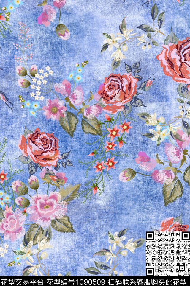 花卉女装绣花花卉数码印花华亿平台下载（图片编号: 1090509） - 瓦栏（Walan）