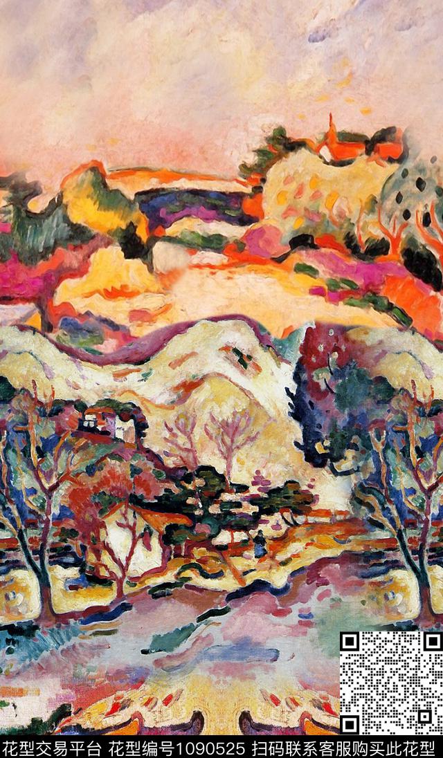 抽象树林油画华亿平台数码印花华亿平台下载（图片编号: 1090525） - 瓦栏（Walan）