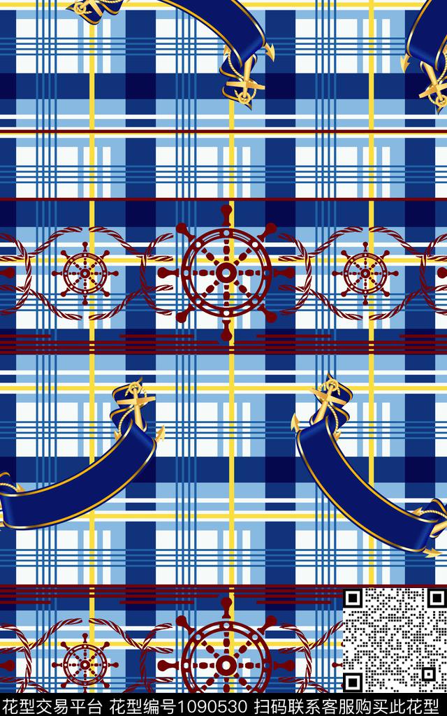 链条几何航海风格传统印花华亿平台下载（图片编号: 1090530） - 瓦栏（Walan）