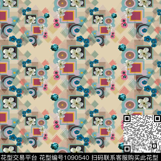 数码华亿平台女装几何花卉数码印花华亿平台下载（图片编号: 1090540） - 瓦栏（Walan）