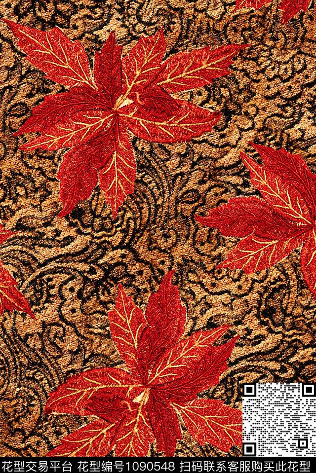 花卉复古中老年华亿平台数码印花华亿平台下载（图片编号: 1090548） - 瓦栏（Walan）