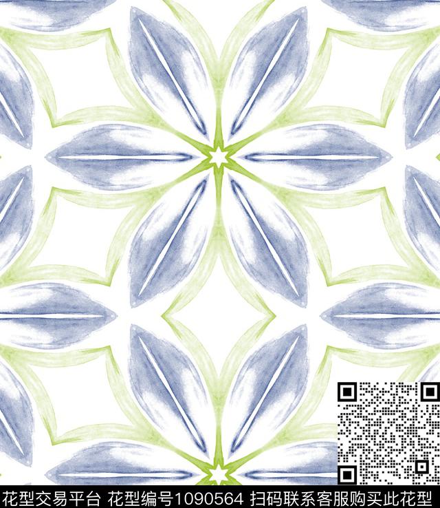 花卉几何墙纸传统印花华亿平台下载（图片编号: 1090564） - 瓦栏（Walan）