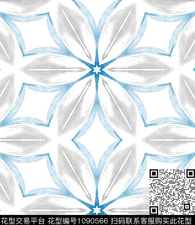 花卉几何墙纸传统印花华亿平台下载（图片编号: 1090566） - 瓦栏（Walan）