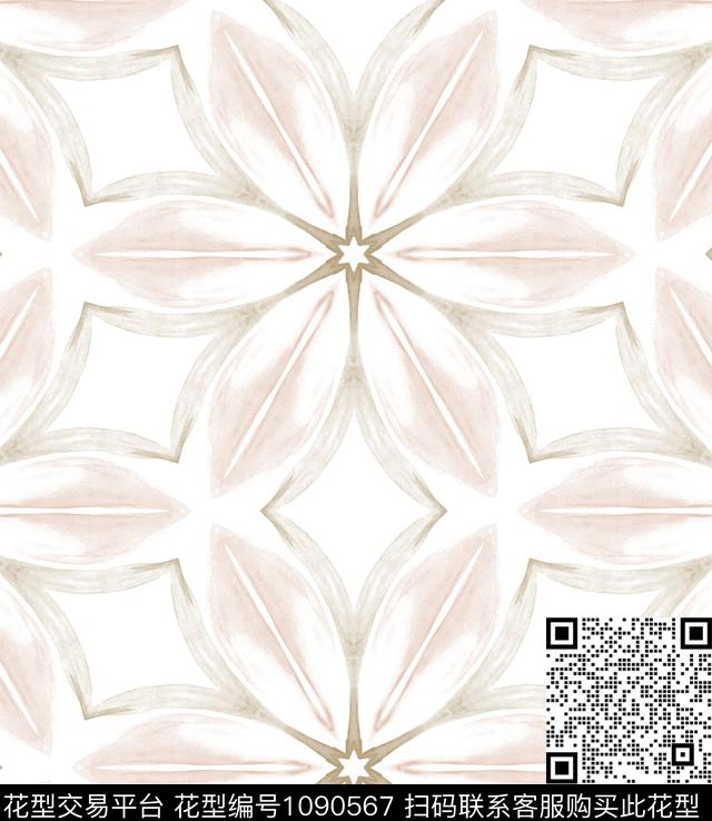 花卉几何墙纸传统印花华亿平台下载（图片编号: 1090567） - 瓦栏（Walan）