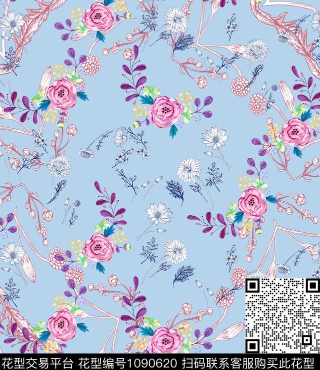 数码华亿平台彩底花卉植物数码印花华亿平台下载（图片编号: 1090620） - 瓦栏（Walan）
