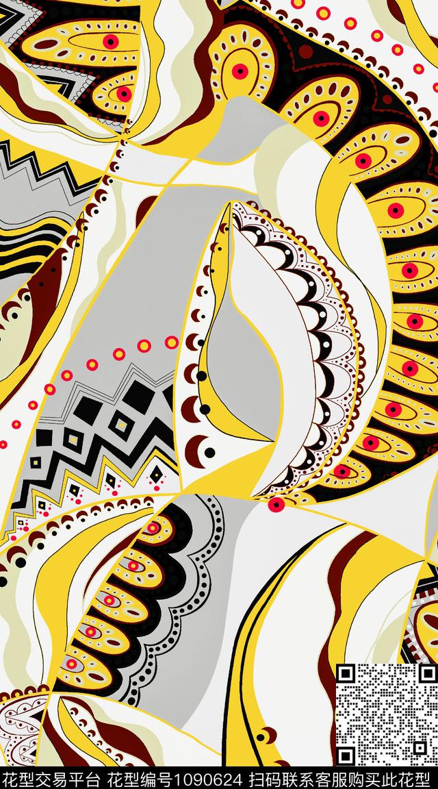 抽象大牌风数码印花华亿平台下载（图片编号: 1090624） - 瓦栏（Walan）