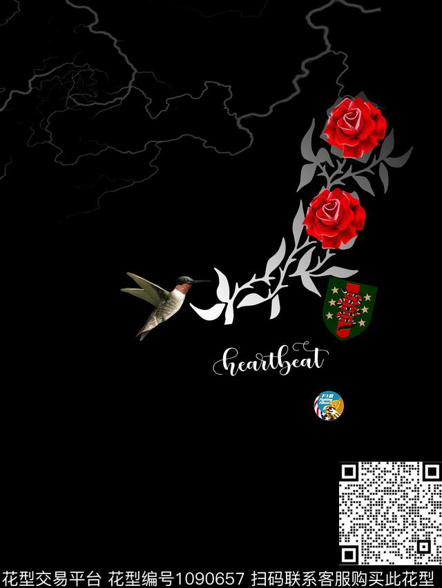 鸟创意抽象数码印花华亿平台下载（图片编号: 1090657） - 瓦栏（Walan）