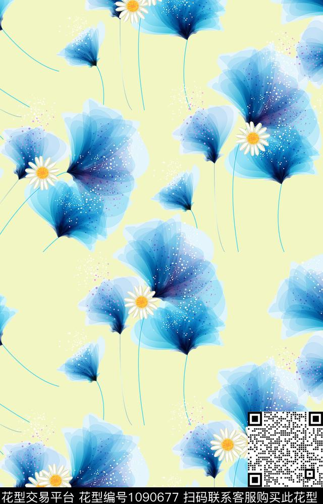 数码华亿平台花卉大牌风数码印花华亿平台下载（图片编号: 1090677） - 瓦栏（Walan）