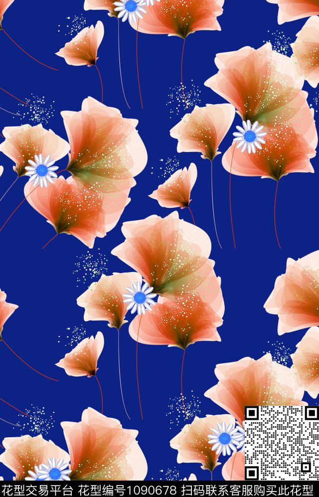 数码华亿平台花卉大牌风数码印花华亿平台下载（图片编号: 1090678） - 瓦栏（Walan）