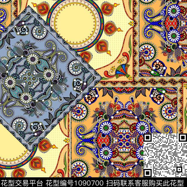 复古大牌风莫妮卡-大牌华亿平台数码印花华亿平台下载（图片编号: 1090700） - 瓦栏（Walan）