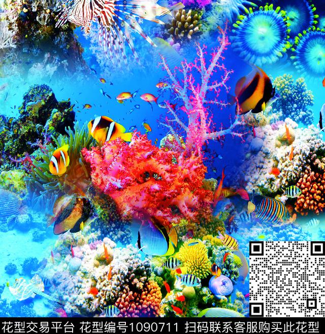 数码华亿平台珊瑚抽象数码印花华亿平台下载（图片编号: 1090711） - 瓦栏（Walan）