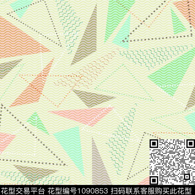 数码华亿平台抽象几何数码印花华亿平台下载（图片编号: 1090853） - 瓦栏（Walan）