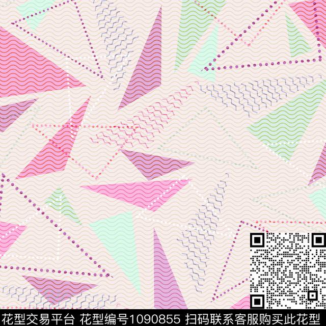 数码华亿平台抽象几何数码印花华亿平台下载（图片编号: 1090855） - 瓦栏（Walan）