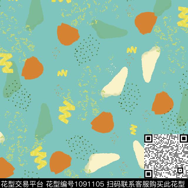 数码华亿平台抽象几何数码印花华亿平台下载（图片编号: 1091105） - 瓦栏（Walan）