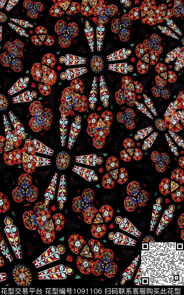 民族风中老年复古数码印花华亿平台下载（图片编号: 1091106） - 瓦栏（Walan）