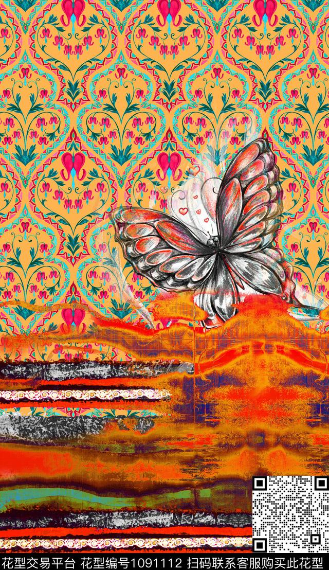 定位花民族风肌理数码印花华亿平台下载（图片编号: 1091112） - 瓦栏（Walan）