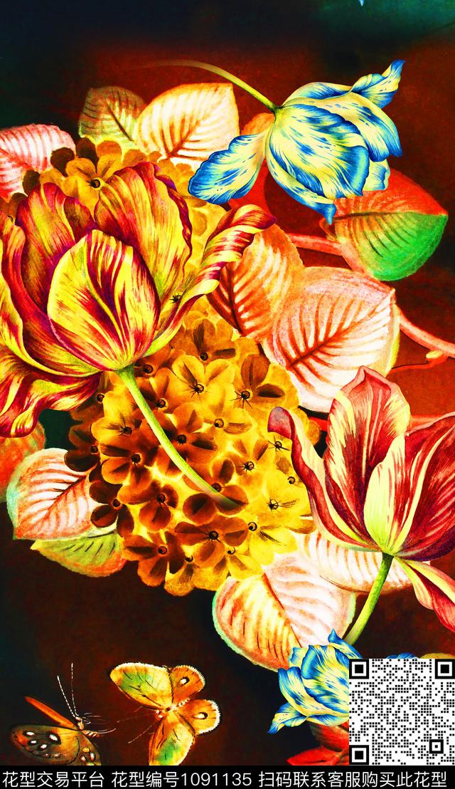 定位花花卉数码定位花数码印花华亿平台下载（图片编号: 1091135） - 瓦栏（Walan）