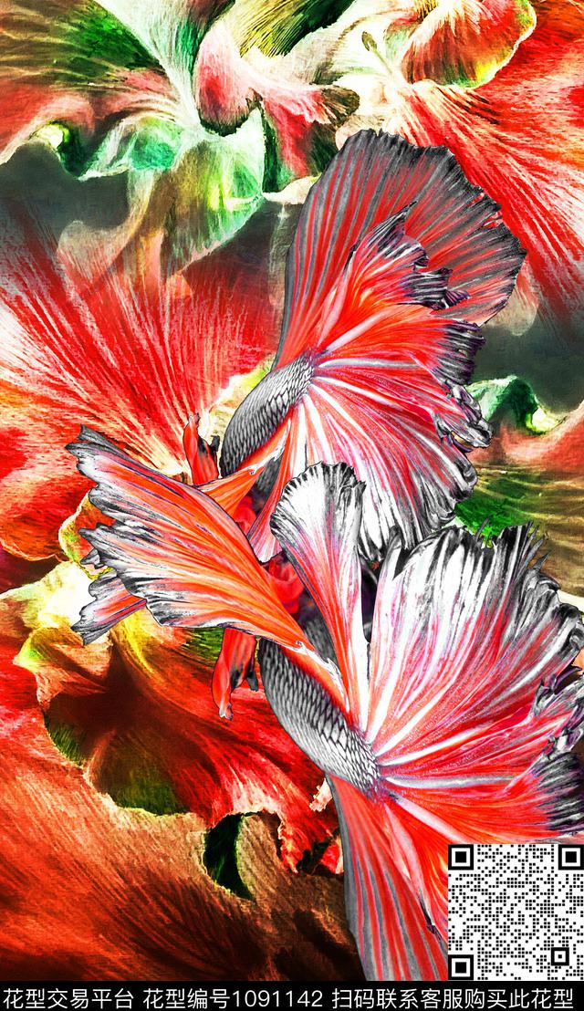 线条笔触几何数码印花华亿平台下载（图片编号: 1091142） - 瓦栏（Walan）