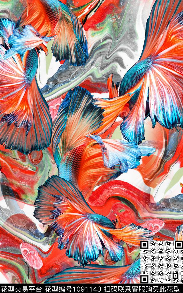 线条笔触几何数码印花华亿平台下载（图片编号: 1091143） - 瓦栏（Walan）