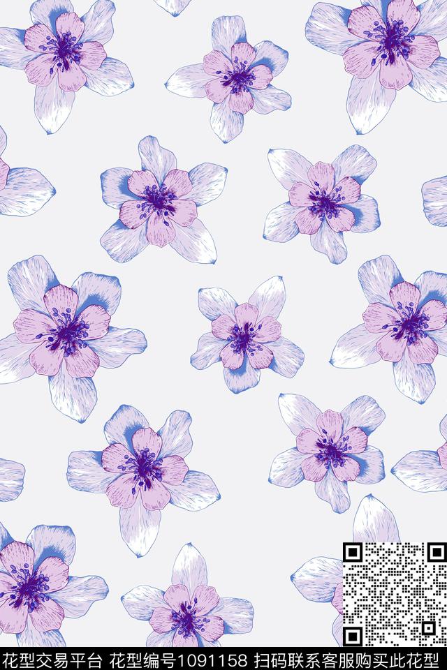 数码华亿平台黑底花卉民族风数码印花华亿平台下载（图片编号: 1091158） - 瓦栏（Walan）