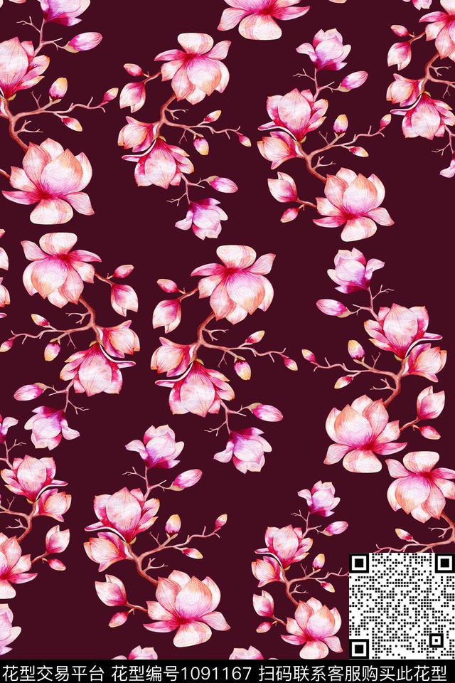 数码华亿平台黑底花卉民族风数码印花华亿平台下载（图片编号: 1091167） - 瓦栏（Walan）