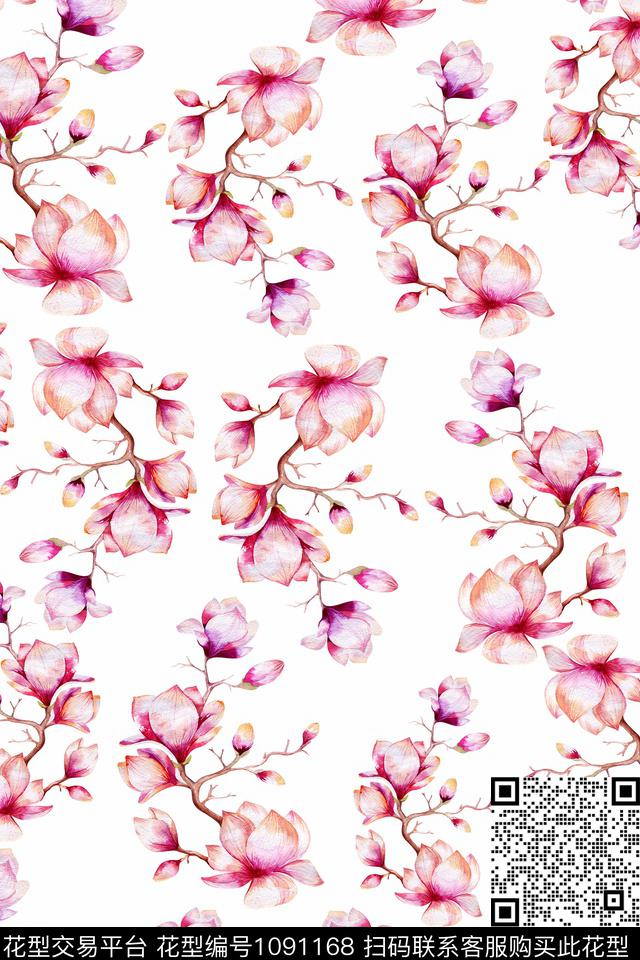 数码华亿平台黑底花卉民族风数码印花华亿平台下载（图片编号: 1091168） - 瓦栏（Walan）