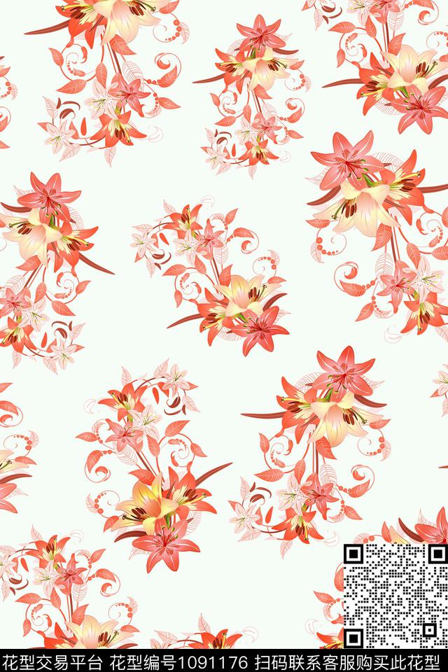 数码华亿平台黑底花卉民族风数码印花华亿平台下载（图片编号: 1091176） - 瓦栏（Walan）