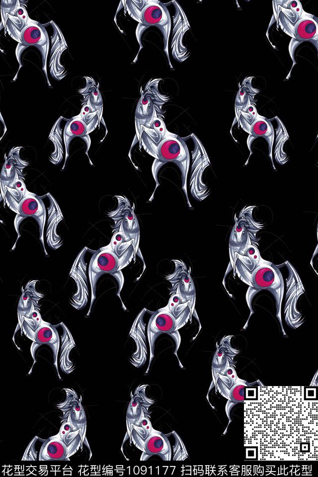 数码华亿平台黑底花卉民族风数码印花华亿平台下载（图片编号: 1091177） - 瓦栏（Walan）