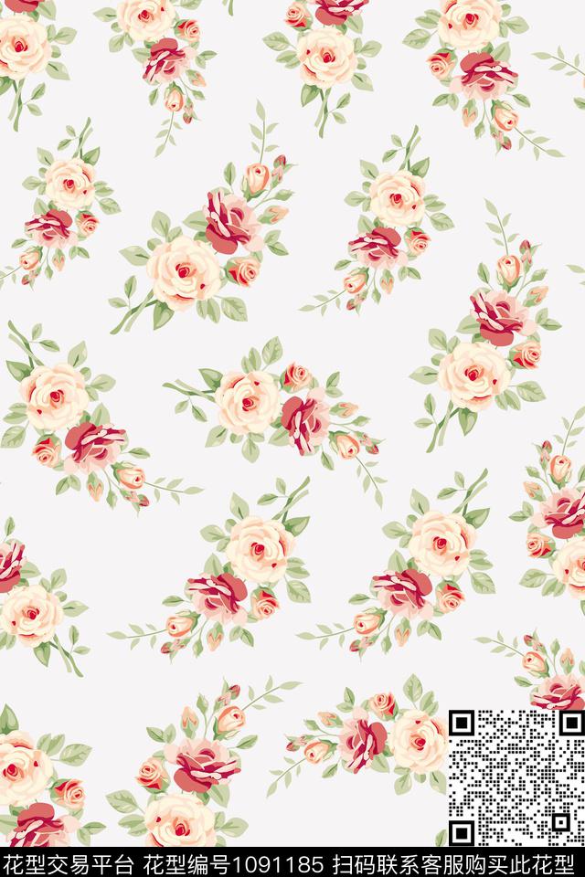 数码华亿平台黑底花卉民族风数码印花华亿平台下载（图片编号: 1091185） - 瓦栏（Walan）