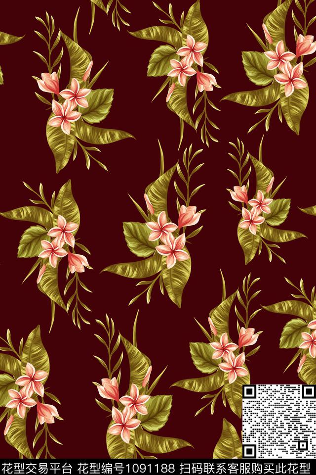 数码华亿平台黑底花卉民族风数码印花华亿平台下载（图片编号: 1091188） - 瓦栏（Walan）