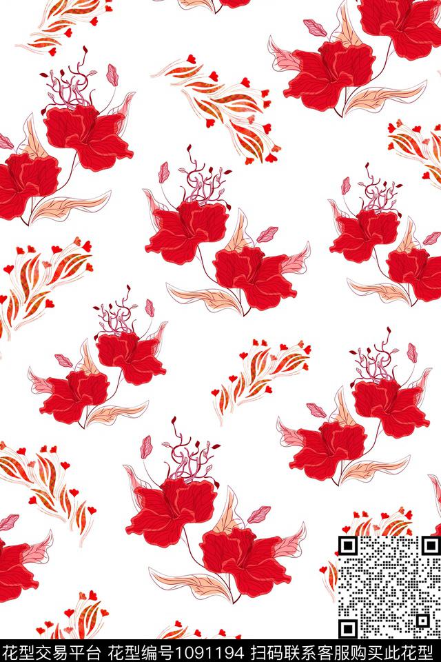 数码华亿平台黑底花卉民族风数码印花华亿平台下载（图片编号: 1091194） - 瓦栏（Walan）