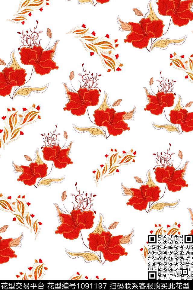 数码华亿平台黑底花卉民族风数码印花华亿平台下载（图片编号: 1091197） - 瓦栏（Walan）