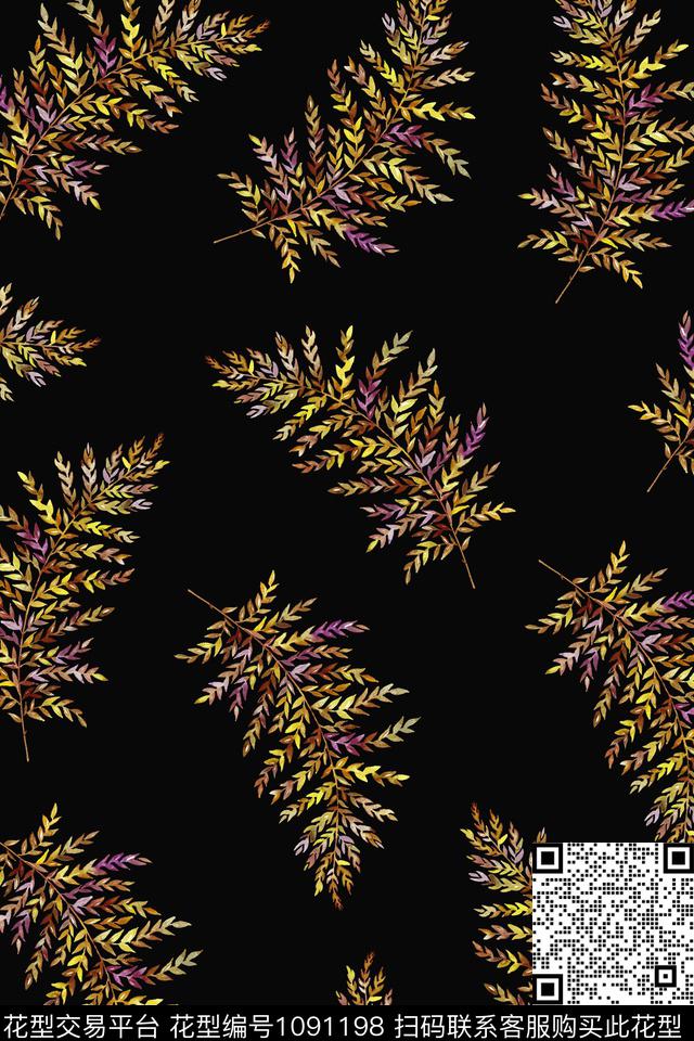数码华亿平台黑底花卉民族风数码印花华亿平台下载（图片编号: 1091198） - 瓦栏（Walan）
