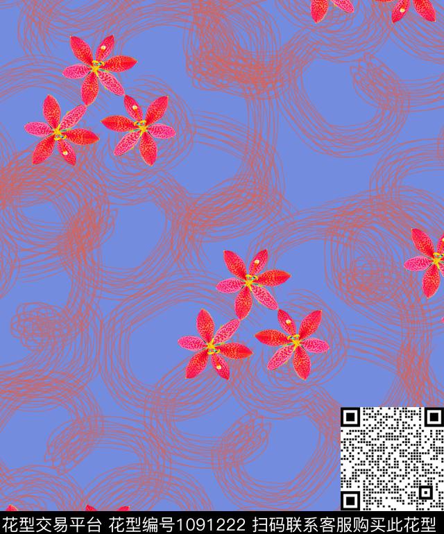 创意抽象花卉数码印花华亿平台下载（图片编号: 1091222） - 瓦栏（Walan）