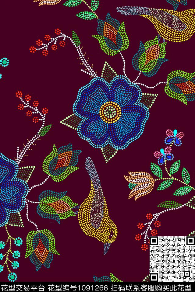 花卉珠片波点数码印花华亿平台下载（图片编号: 1091266） - 瓦栏（Walan）