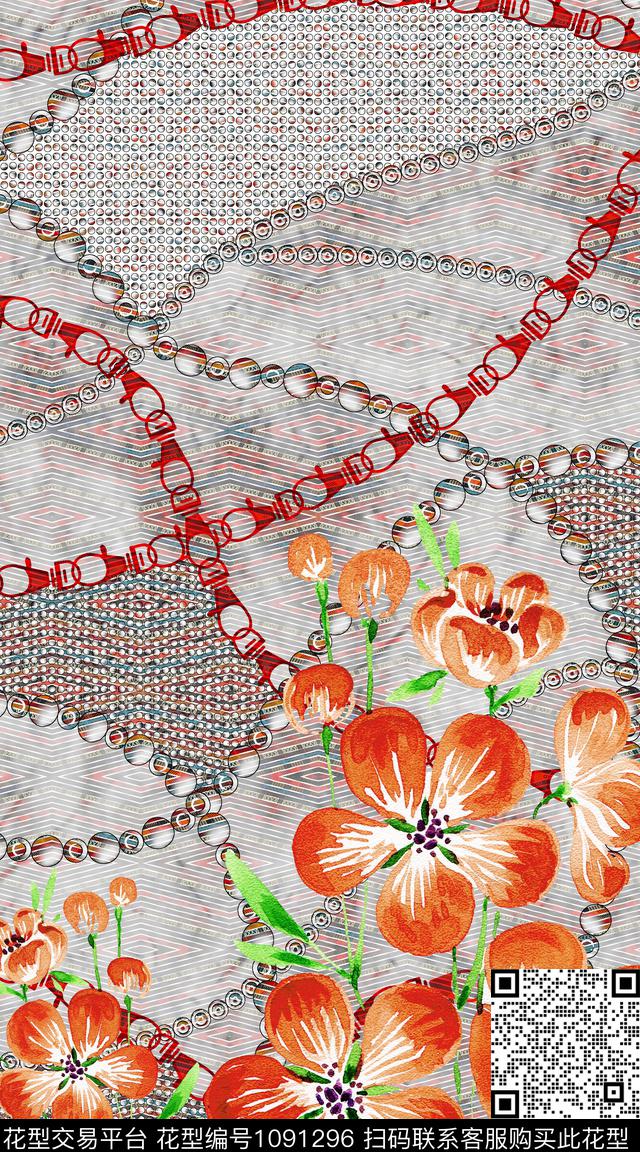 数码华亿平台民族风花卉数码印花华亿平台下载（图片编号: 1091296） - 瓦栏（Walan）
