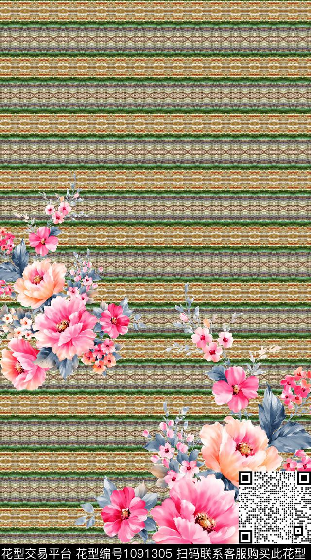数码华亿平台民族风花卉数码印花华亿平台下载（图片编号: 1091305） - 瓦栏（Walan）
