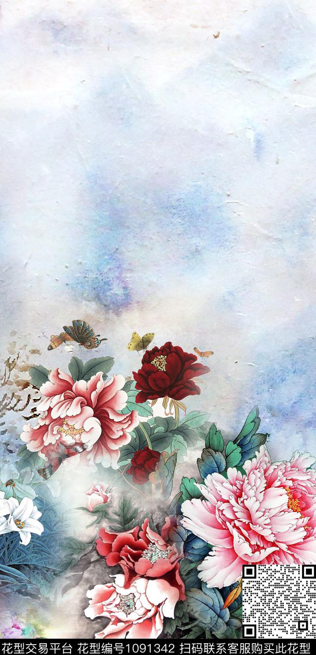 花卉手绘花卉油画华亿平台数码印花华亿平台下载（图片编号: 1091342） - 瓦栏（Walan）