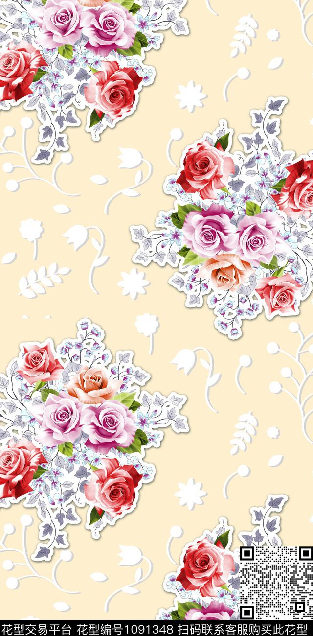 淑女花卉女装数码印花华亿平台下载（图片编号: 1091348） - 瓦栏（Walan）