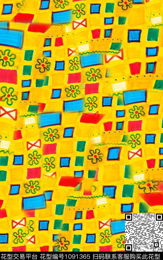 民族风线条几何数码印花华亿平台下载（图片编号: 1091365） - 瓦栏（Walan）