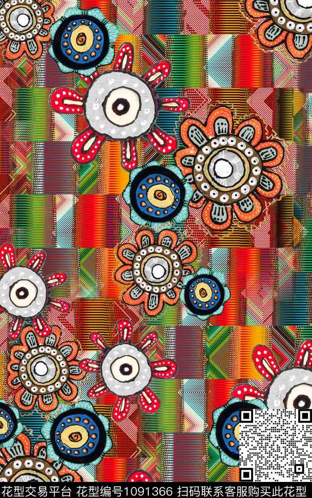 数码华亿平台民族风中老年数码印花华亿平台下载（图片编号: 1091366） - 瓦栏（Walan）