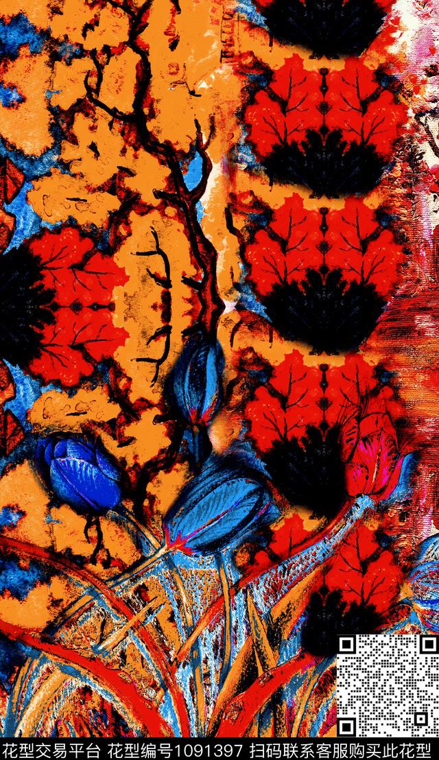 深圳民族风波西米亚数码印花华亿平台下载（图片编号: 1091397） - 瓦栏（Walan）